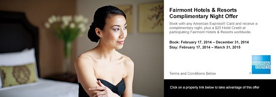 Fairmount Hotel Amex Promo