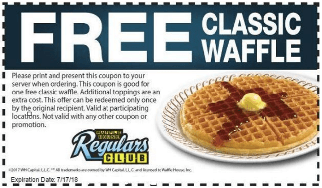 Waffle House Coupon Promotion: Free Classic Waffle