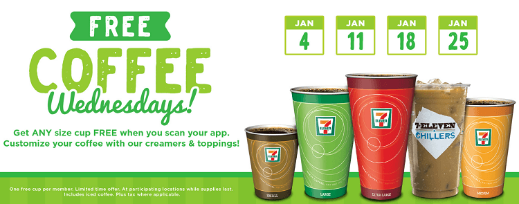 7 Eleven 7Rewards Promotion Free Any Size Coffee Wednesdays