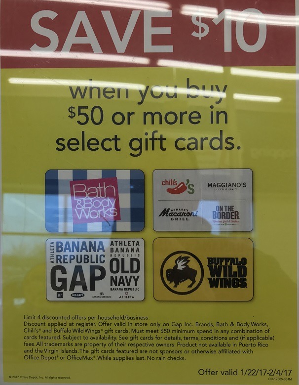 Office Depot OfficeMax 10 Off Gift Cards Discount
