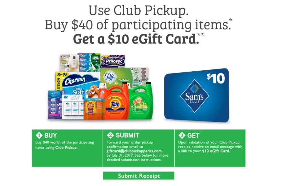 Sam’s Club Pick Up Offer Get 10 eGift Card For 40 Purchase