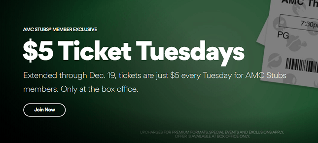 AMC Stub Members Ticket Tuesday Promotion Get 5 Movie AMC Stub Members Ticket Tuesday Promotion Get 5 Movie