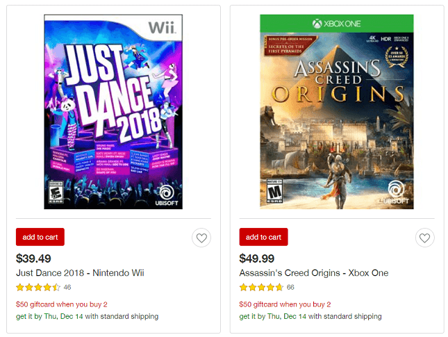 Target Video Games Promotion 50 Gift Card for 2 Game