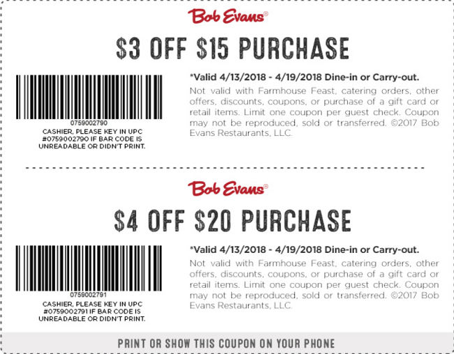 Bob Evans Coupon Promotion Up To 4 Off Purchase Bob Evans Coupon Promotion Up To 4 Off Purchase