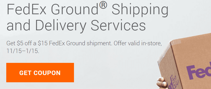 FedEx Ground Shipping Promotion: $5 Off $15 Shipping (In-Store Only)