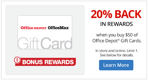 Office Depot/Office Max Gift Card Promotion: 20% Back On $50 Gift Card ...