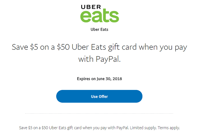 $50 uber eats gift card