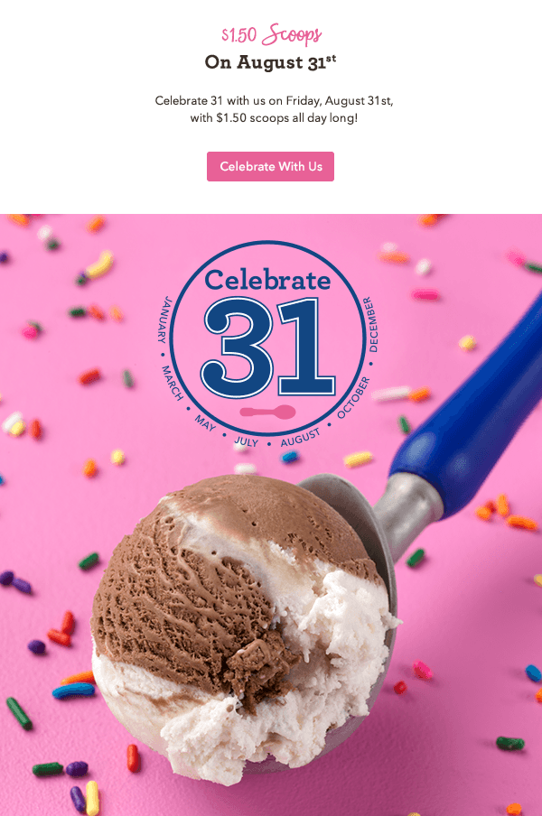 Baskin Robbins Anniversary Promotion 1.50 Scoops