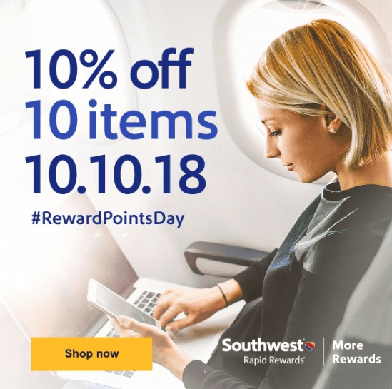 Southwest Rapid Rewards Shopping Promotion 10 Off Items