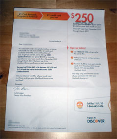 Discover Card $250 Bonus