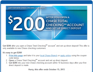 Chase $200 Coupon Link