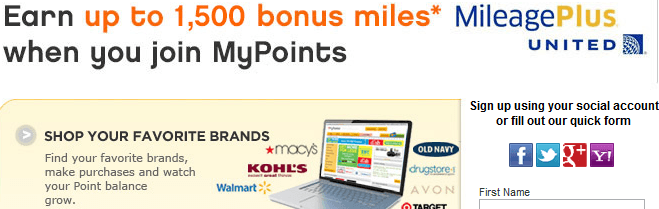 1500 United Miles MyPoints