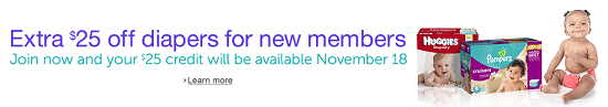 Amazon Mom $25 Off Diapers