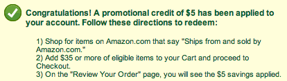 Amazon $5 Off $35