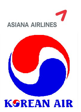 asiana airlines Korean Air logos