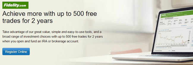 Fidelity 500 Free trades for 2 years