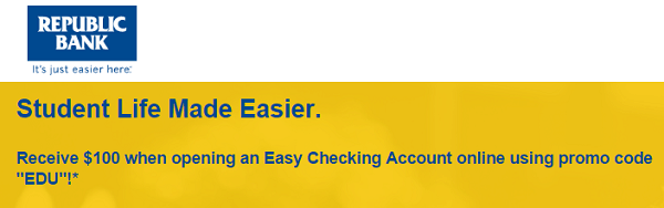 Republic Bank Easy Checking Bonus