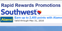 Alamo Rent A Car Earn 2,400 Rapid Rewards Bonus Points