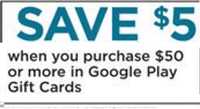 Buy $50 Google Play Gift Cards Get $5 Off