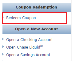 Redeem Chase Coupon Online 2