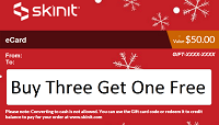 Skinit.com Buy Three Get One Free Gift Cards Promotion