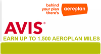 Aeroplan 1,500 Bonus Miles Avis Rental Promotion