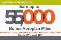 Aeroplan Miles 55,000 Conversion Bonus Promotion