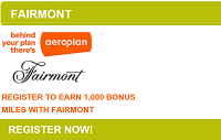 Aeroplan Fairmont Hotels 1,000 Bonus Miles Promotion