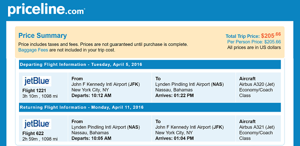 New York to Nassau, Bahamas Itinerary