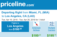 Priceline Non Stop Round Trip Flights Miami to Los Angeles, CA