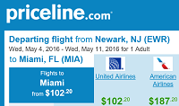 Priceline Non-Stop Round Trip Flights New York - Miami