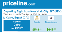 Priceline Round-Trip Flights New York to Cairo Egypt