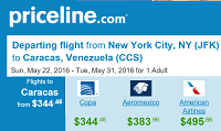 Priceline Round Trip Flights New York to Caracas, Venezuela