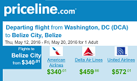 Priceline Round Trip Flights Washington, DC to Belize