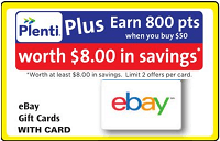 Rite Aid 800 Plenti Points Bonus $50 eBay Gift Card Promotion