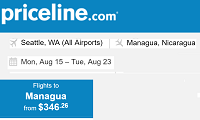 Priceline International Round Trip Flights Seattle to Managua, Nicaragua