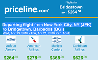 Priceline Non Stop Round Trip Flights New York to Barbados