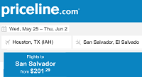 Priceline Nonstop Round Trip Flights Houston to San Salvador, El Salvador