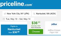 Priceline Nonstop Round Trip Flights New York to Nantucket, MA