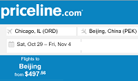 Priceline Round Trip Flights Chicago to Beijing, China