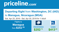 Priceline Round Trip Flights Departing Washington DC to Nicaragua