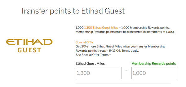 American Express Etihad Bonus Miles