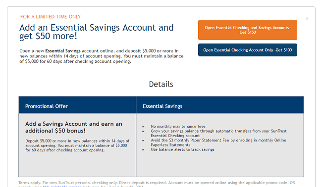 Suntrust Bank Promotion 150