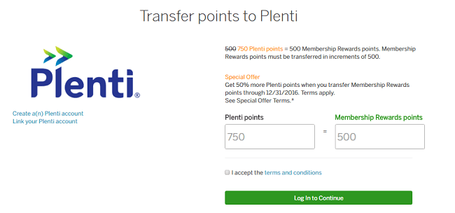 American express points to Plenti