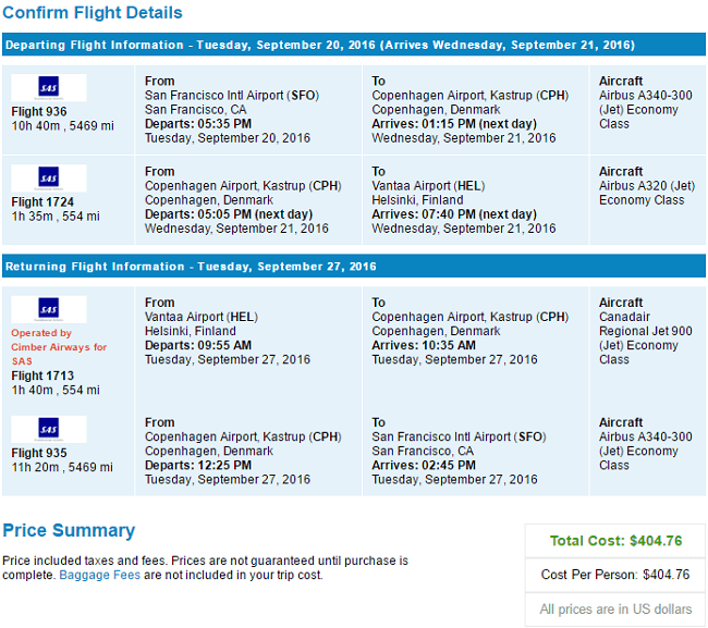 SFO - HEL