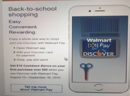 Walmart Pay via Discover