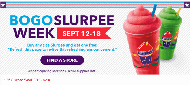 BOGO Slurpee Free Food Deals, 7-Eleven