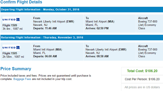 flights from newark nj to miami fl