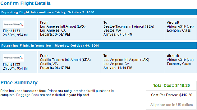 round trip flights lax to seattle