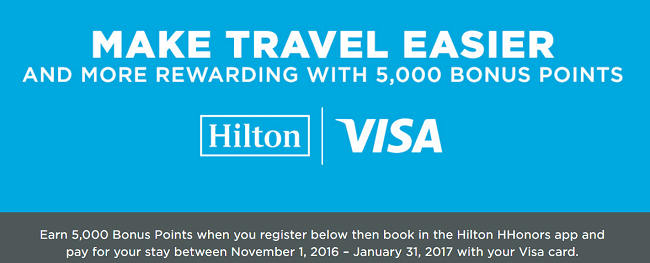 Hilton HHonors App Visa Card Promotion: 5,000 Bonus Points